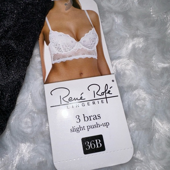 Rene Rofe Womens 3 Set Size 36B Black, Pink, Nude Lace Underwire Bras NWT - Picture 2 of 9